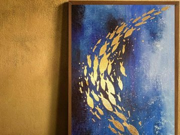 МАСТЕР-КЛАСС по созданию интерьерной картины "Золотые рыбки"